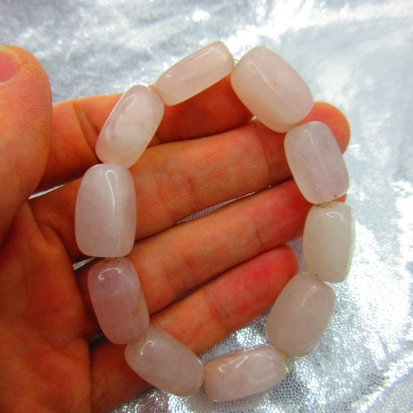 Rose Quartz Nuggets 7" Stretchy Gemstone Bracelet - Picture 1 of 3